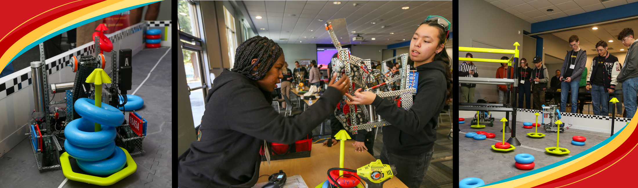 Students and robots in action at the final event