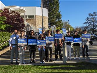 Solano Youth Coalition Members with Vacaville Chief of Police and Associate Superintendent of Human Resources and Educator Effectiveness, Manolo Garcia